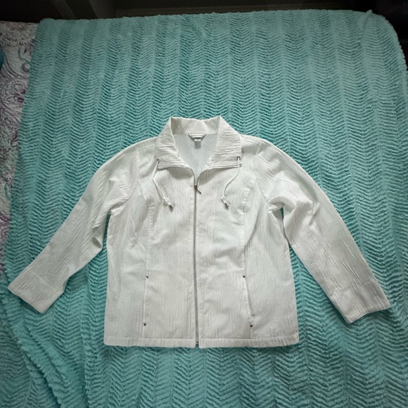 Women's Christopher & Banks Full Zip White Textured Jacket XL - Picture 3 of 11